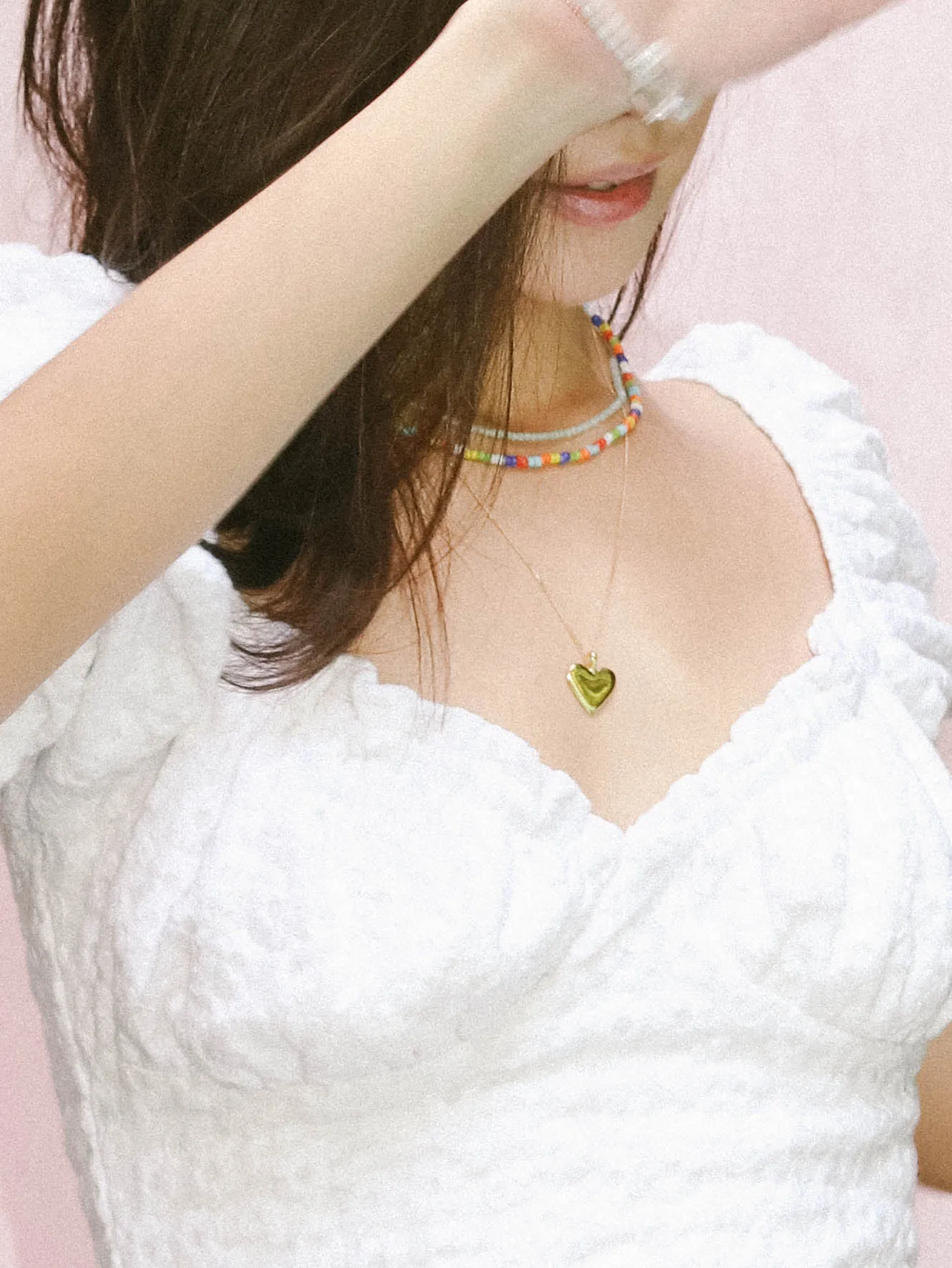 Wide Heart Pendant Necklace, Solid Gold