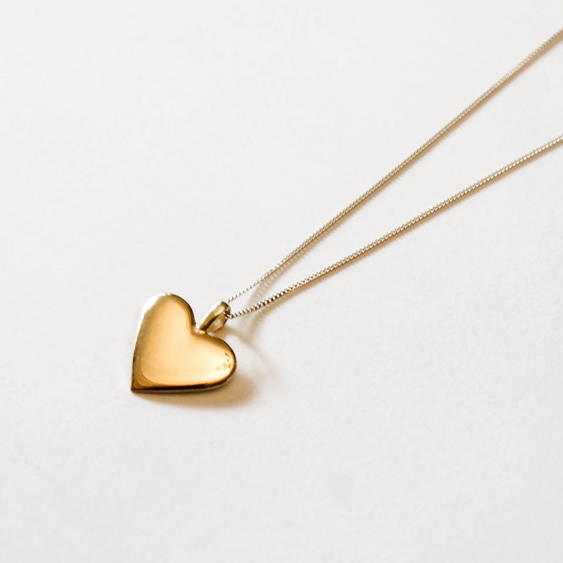 Wide Heart Pendant Necklace, Solid Gold