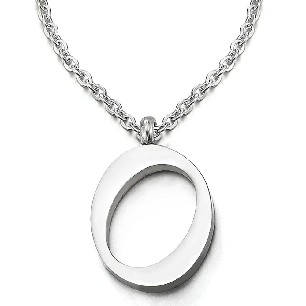 Womens Mens Steel Name Initial Alphabet Letter 26 A to Z Pendant Necklace with 20 inches Chain