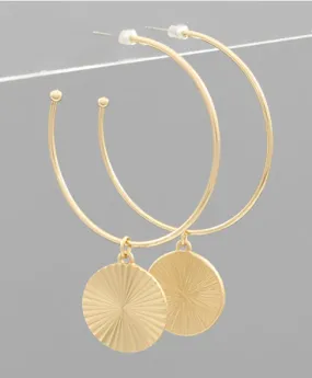 Worn Gold Fluted Dangle Earrings