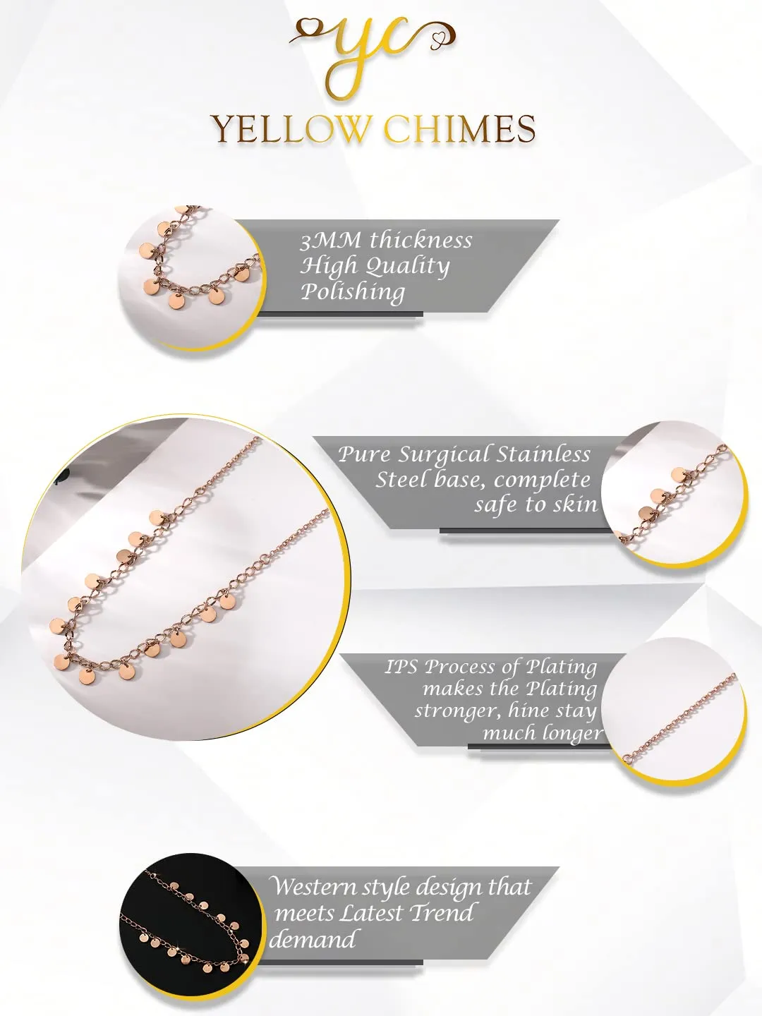 Yellow Chimes Layered Choker Necklace for Women Minimal Shaped Neck Chains Charm Designed Choker Necklace for Women and Girls. (NK 2)