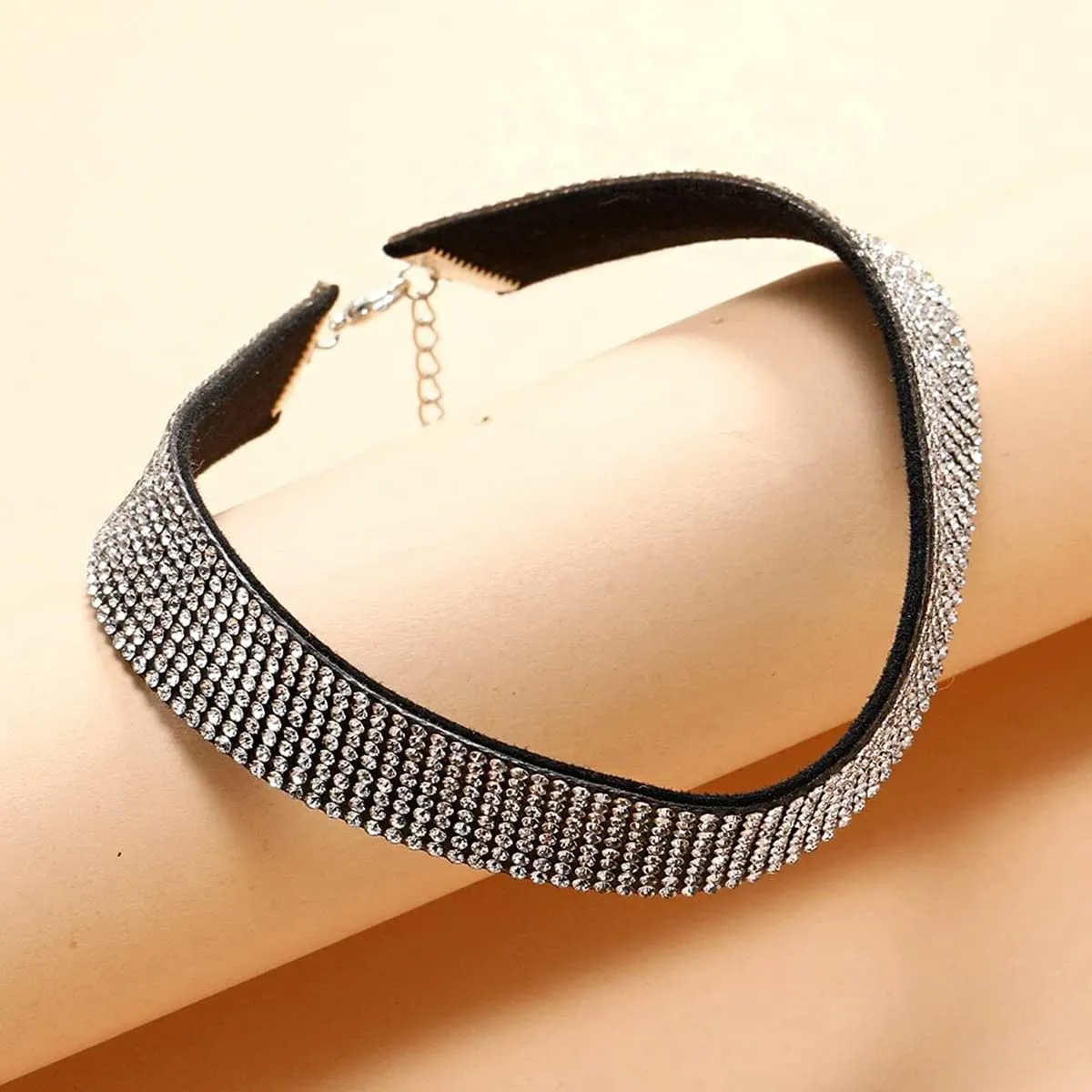 Yellow Chimes Necklace for Women and Girls Fashion White Choker Necklace for Women Western | Silver Toned Rhinestone Choker Necklace| Birthday Gift for Girls & Women Anniversary Gift for Wife