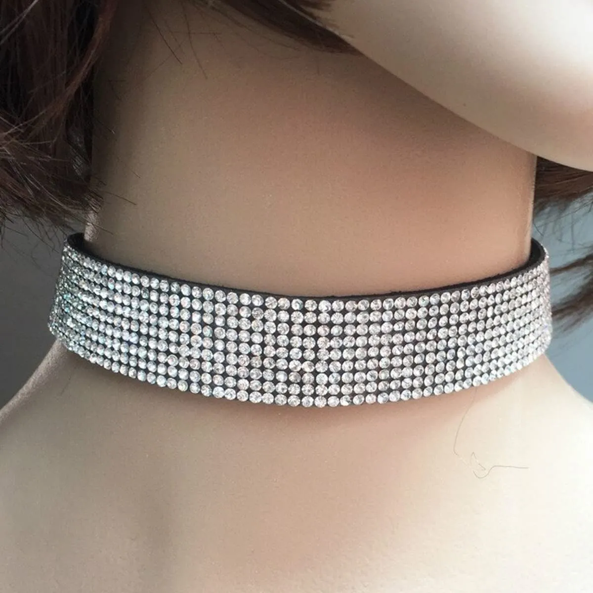 Yellow Chimes Necklace for Women and Girls Fashion White Choker Necklace for Women Western | Silver Toned Rhinestone Choker Necklace| Birthday Gift for Girls & Women Anniversary Gift for Wife
