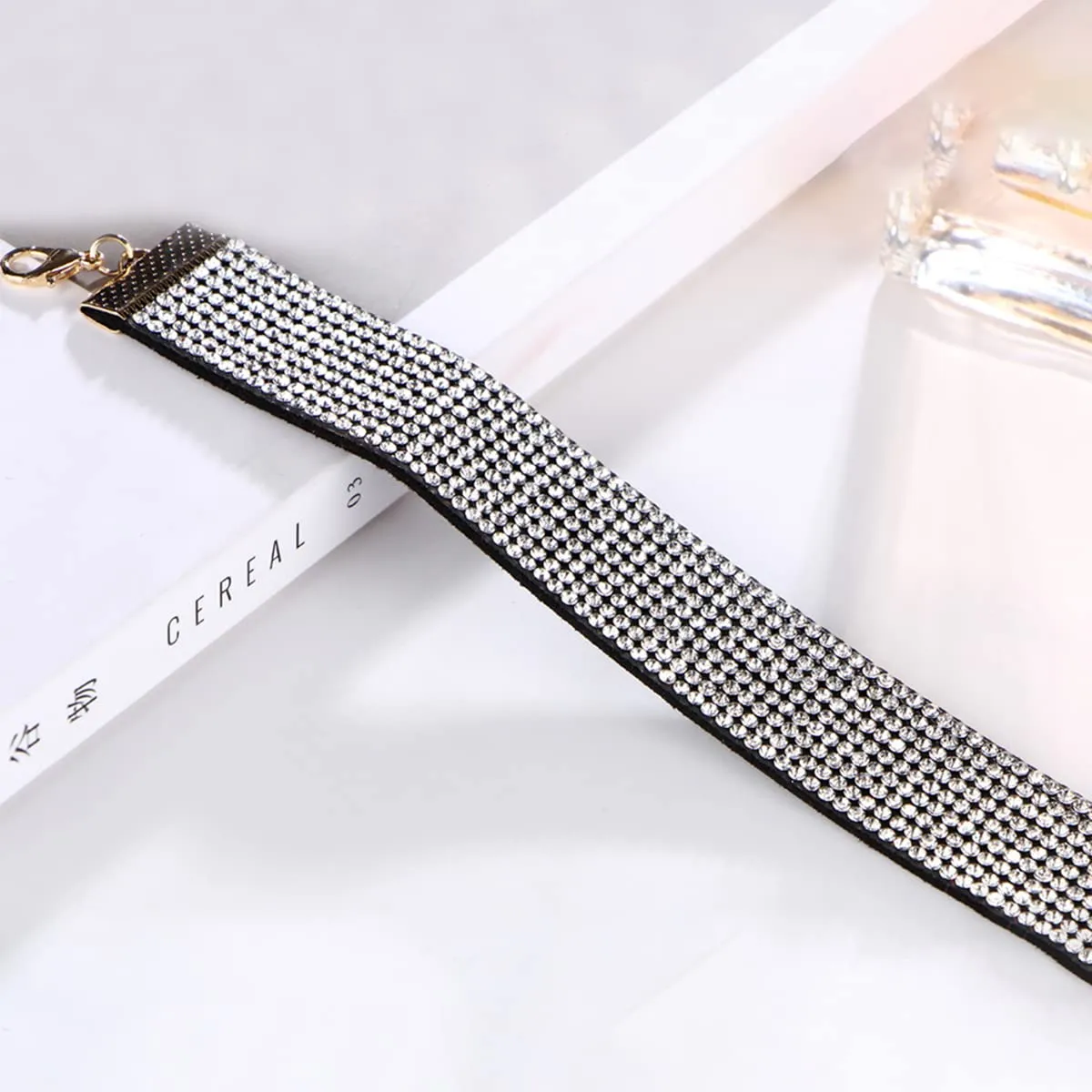 Yellow Chimes Necklace for Women and Girls Fashion White Choker Necklace for Women Western | Silver Toned Rhinestone Choker Necklace| Birthday Gift for Girls & Women Anniversary Gift for Wife