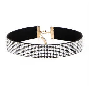 Yellow Chimes Necklace for Women and Girls Fashion White Choker Necklace for Women Western | Silver Toned Rhinestone Choker Necklace| Birthday Gift for Girls & Women Anniversary Gift for Wife