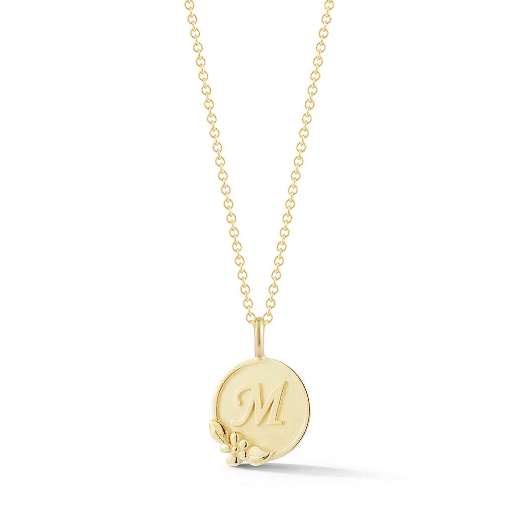Yellow Gold M Initial Pendant