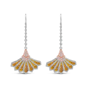 Yellow Sapphire & Diamond Fan Earrings
