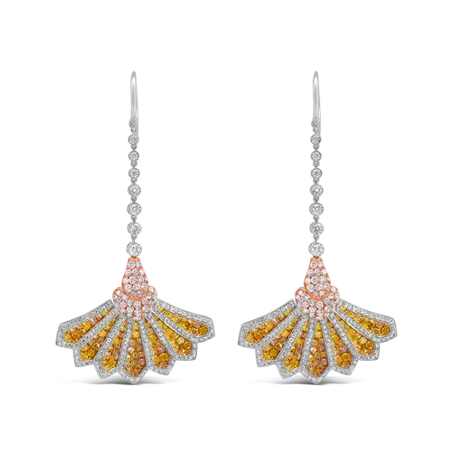 Yellow Sapphire & Diamond Fan Earrings