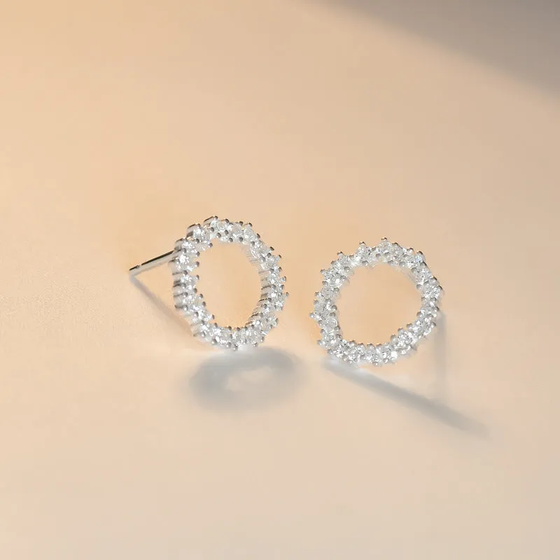 Zircon Garland Silver Stud Earrings for Women