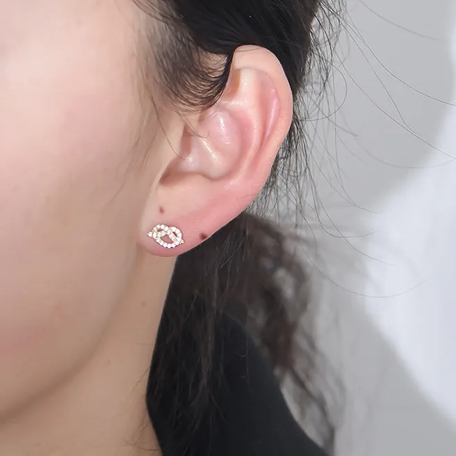 Zircon Knot Silver Studs Earrings for Women