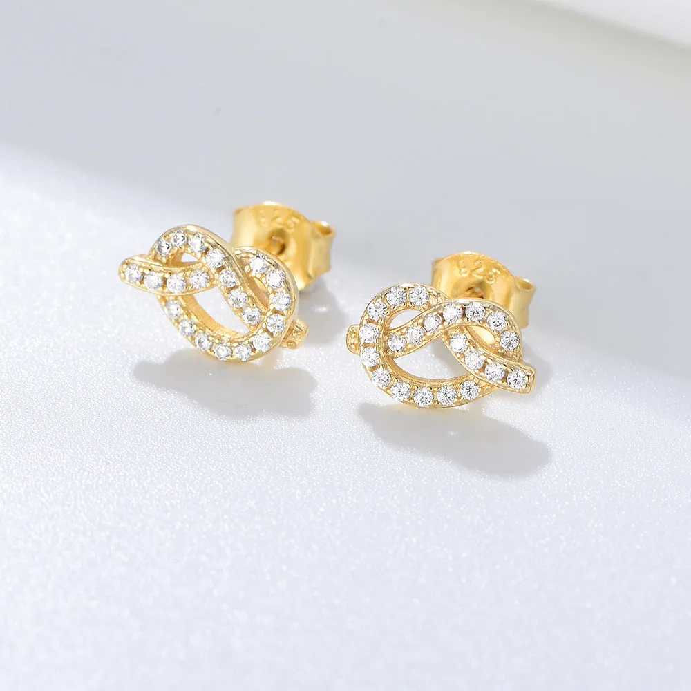 Zircon Knot Silver Studs Earrings for Women