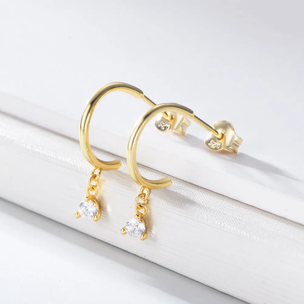 Zircon Pendant Silver Studs Earrings for Women