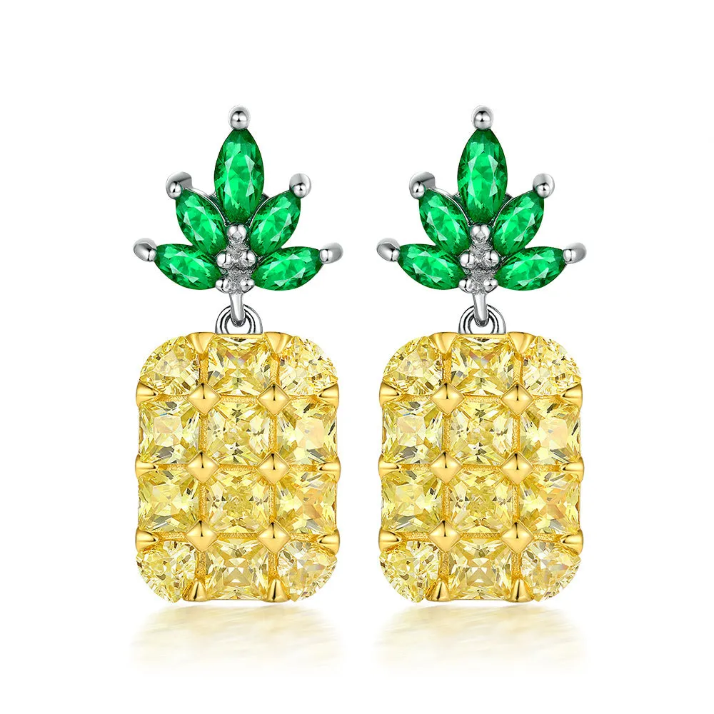 Zircon Pineapple Silver Studs Earrings for Women