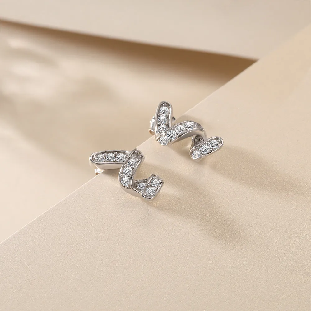 Zircon Spiral Sterling Silver Stud Earrings
